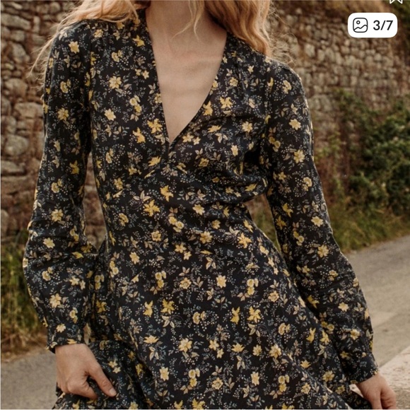 Doen noir winding blossoms Charleston midi dress size medium - Picture 3 of 7